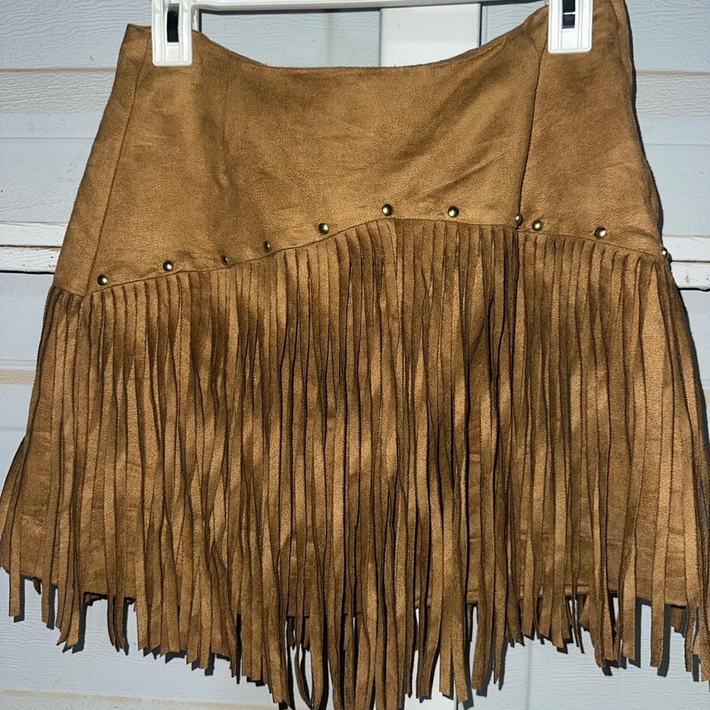 Tan Fringe Skirt
